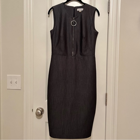 Calvin Klein gray denim sheath dress zip ‼️must bundle or buy now, no discount‼️ - Picture 8 of 15